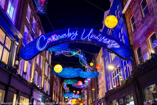 Carnaby Street neon sign at Christmas, London Picture Board by Delphimages Art