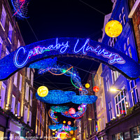 Buy canvas prints of Carnaby Street neon sign at Christmas, London by Delphimages Art