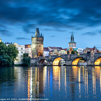 Buy canvas prints of Prague. Charles bridge at night, Czech republic by Delphimages Art
