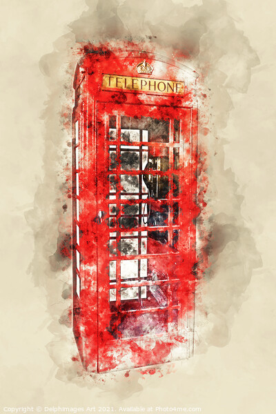London red phone box watercolor Picture Board by Delphimages Art