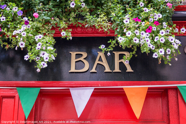 Irish bar sign in Dublin, Ireland Picture Board by Delphimages Art