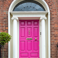 Buy canvas prints of Pink georgian door in Dublin, Ireland by Delphimages Art