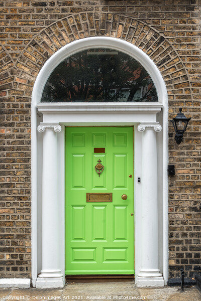 Green georgian door in Dublin, Ireland Picture Board by Delphimages Art