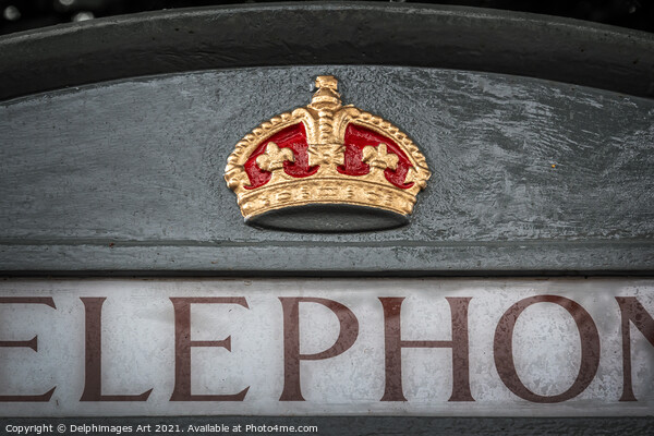 Royal crown on a telephone box in Bath Picture Board by Delphimages Art