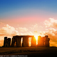 Buy canvas prints of Stonehenge at sunset by Delphimages Art