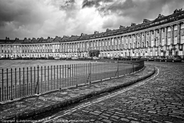 Royal crescent in Bath, Somerset, black and white Picture Board by Delphimages Art