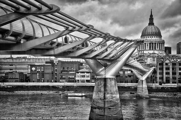 London. Millenium bridge and St Paul's cathedral Picture Board by Delphimages Art