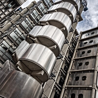 Buy canvas prints of Lloyds building in London, modern architecture by Delphimages Art
