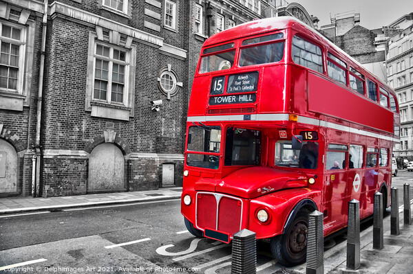 London. Red double decker vintage bus in a street Picture Board by Delphimages Art