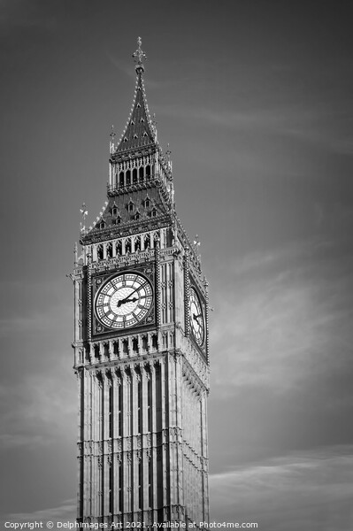 Big Ben black and white, London UK Picture Board by Delphimages Art