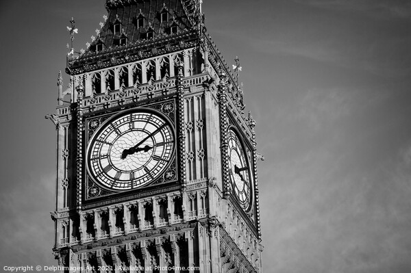 Big Ben in London, black and white Picture Board by Delphimages Art