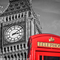 Buy canvas prints of London. Red telephone box and Big Ben by Delphimages Art