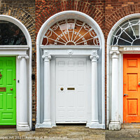 Buy canvas prints of Patriot doors in Dublin, irish flag colours by Delphimages Art