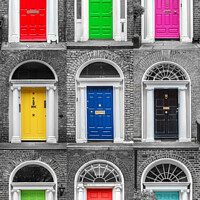 Buy canvas prints of Dublin, Ireland. Collection of georgian doors by Delphimages Art