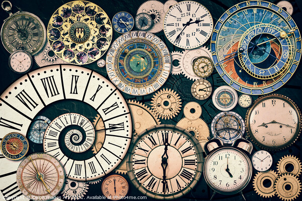 Time machine, Vintage clocks and gear collection Picture Board by Delphimages Art