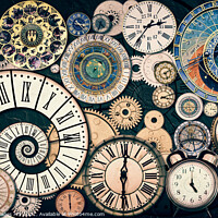 Buy canvas prints of Time machine, Vintage clocks and gear collection by Delphimages Art
