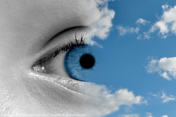 Sky in the eye, surreal photocollage Picture Board by Delphimages Art