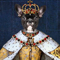 Buy canvas prints of Queen Boston Terrier dog, royal pet portrait by Delphimages Art