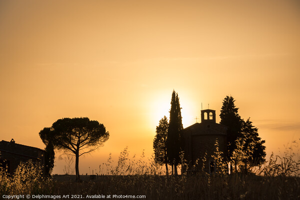 Tuscany Italy. Vitaleta Chapel at sunset Picture Board by Delphimages Art