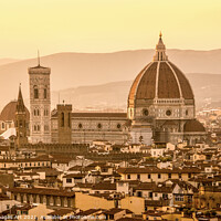 Buy canvas prints of Aerial view of Florence at sunset with the Duomo by Delphimages Art