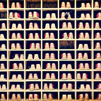 Buy canvas prints of Collection of bowling shoes by Delphimages Art
