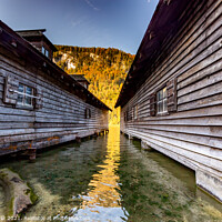 Buy canvas prints of Boat houses at the Königssee by Dirk Rüter