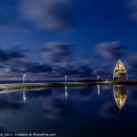 Buy canvas prints of Harbour of Juist at night by Dirk Rüter