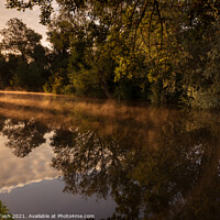 Buy canvas prints of Mist and reflections - trees reflected in the river by Martin Tosh