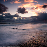Buy canvas prints of Mundesley beach- stormy clouds by Martin Tosh