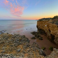 Buy canvas prints of A Fiery Sunset on Majestic Algarve Cliffs by Chris Mc Manus