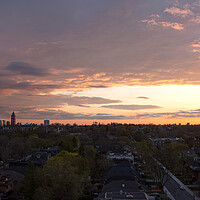 Buy canvas prints of Scenic panoramic sunset view of Toronto skyline by Elijah Lovkoff