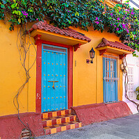 Buy canvas prints of Scenic colorful streets of Cartagena in historic Getsemani district near Walled City, Ciudad Amurallada by Elijah Lovkoff
