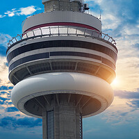 Buy canvas prints of Toronto, famous CN Tower overlooking Ontario Lake  by Elijah Lovkoff