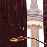 Buy canvas prints of Toronto, famous CN Tower overlooking Ontario Lake by Elijah Lovkoff