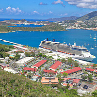 Buy canvas prints of Cruise ship docked near Saint Thomas Island by Elijah Lovkoff