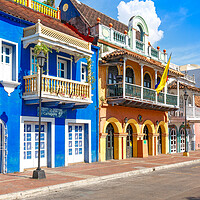 Buy canvas prints of Cartagena, Colombia – 18 December, 2019: Scenic colorful stree by Elijah Lovkoff