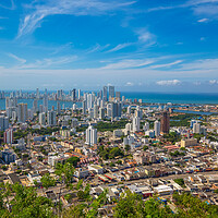 Buy canvas prints of Colombia, scenic view of Cartagena cityscape, modern skyline by Elijah Lovkoff