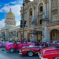 Buy canvas prints of Havana, Vintage colorful taxis  by Elijah Lovkoff