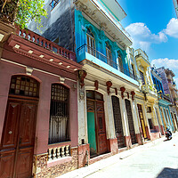 Buy canvas prints of Scenic colorful Old Havana streets in historic city center of Havana Vieja near Paseo El Prado and Capitolio by Elijah Lovkoff