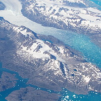 Buy canvas prints of Aerial view of scenic Greenland Glaciers and icebergs by Elijah Lovkoff