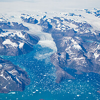 Buy canvas prints of Aerial view of scenic Greenland Glaciers and icebergs by Elijah Lovkoff
