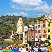 Buy canvas prints of Italy, Beautiful colorful Vernazza streets in Cinque Terre by Elijah Lovkoff