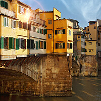 Buy canvas prints of Scenic beautiful Ponte Vecchio bridge in Florence historic city center by Elijah Lovkoff