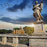 Buy canvas prints of Saint Angelo Castle and St. Angelo Bridge in Rome, a landmark tourist attraction by Elijah Lovkoff