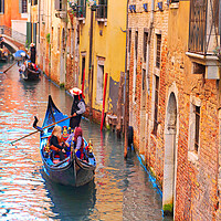 Buy canvas prints of Luxury Gondola waiting for tourists near Rialto Bridge in Venice by Elijah Lovkoff