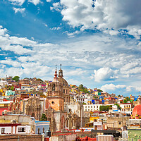 Buy canvas prints of Guanajuato, Mexico, scenic colorful old town streets by Elijah Lovkoff