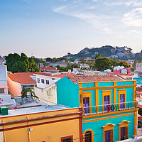 Buy canvas prints of Mexico, Mazatlan, Colorful old city streets in historic city center by Elijah Lovkoff