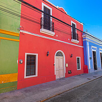 Buy canvas prints of Scenic colorful colonial Merida streets in Mexico, Yucatan by Elijah Lovkoff