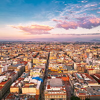 Buy canvas prints of Panoramic view of Mexico City at sunset by Elijah Lovkoff