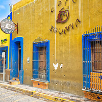 Buy canvas prints of Colorful cafes and restaurant of Monterrey Barrio Antiguo by Elijah Lovkoff